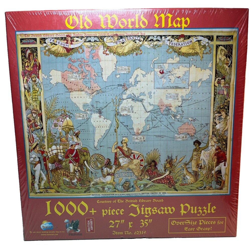 Vtg Old World Map 1000 Piece Jigsaw Puzzle British Library Board Large Piece NOS